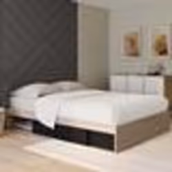 IDMARKET Cadre de lit double SALEM avec rangements et sommier 140 x 190 cm façon hêtre et noir