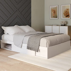 IDMARKET Cadre de lit double SALEM avec rangements et sommier 160 x 200 cm blanc