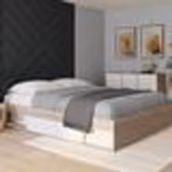 IDMARKET Cadre de lit double SALEM avec rangements et sommier 160 x 200 cm façon hêtre et blanc