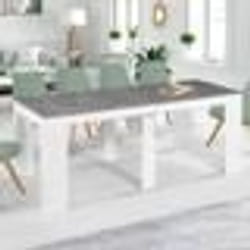 IDMARKET Table console extensible ORLANDO 10 personnes 235 cm bois blanc et effet  béton