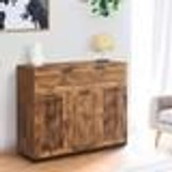 IDMARKET Buffet 100 cm VITO 3 portes et 1 tiroir effet bois vieilli DAYTON