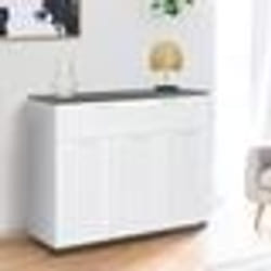 IDMARKET Buffet 100 cm VITO 3 portes et 1 tiroir blanc et plateau gris