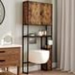IDMARKET Meuble WC 3 en 1 avec armoires de rangement bois foncé DAYTON design industriel