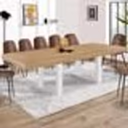 IDMARKET Table à manger extensible rectangle PHOENIX 6-12 personnes bois et blanc 200-300 cm