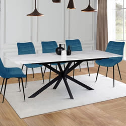 Table à manger rectangle extensible - IDMARKET - ALIX - Mabre et noir - 6-10 personnes - 160-200 cm