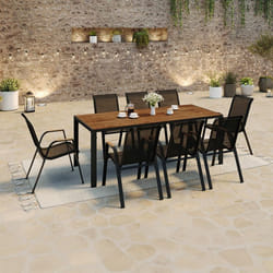 ID MARKET Ensemble table 90-180 cm extensible et 8 chaises chaises POLY gris foncé empilable