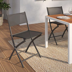 IDMARKET Lot de 6 chaises de jardin pliantes BASTIA métal et textilène gris anthracite