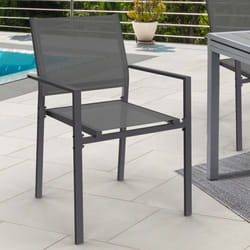IDMARKET Lot de 6 chaises de jardin OLBIA métal et textilène empilables gris anthracite