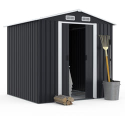 Abri de jardin 3,7M² gris en acier galvanisé avec base