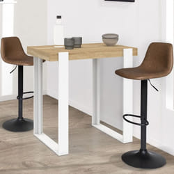 IDMARKET Table haute de bar PHOENIX bois et blanc 90 cm