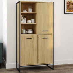 IDMARKET Buffet haut H. 160 cm DETROIT 3 portes design industriel