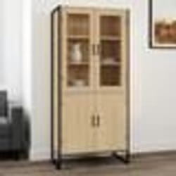 IDMARKET Vitrine buffet haut H. 176 cm vaisselier DETROIT 4 portes design industriel