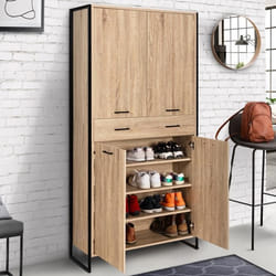 IDMARKET Armoire à chaussures 24 paires LUIS 4 portes avec tiroir design industriel H. 180 cm