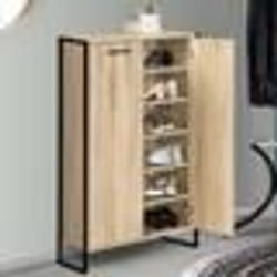 IDMARKET Armoire à chaussures 18 paires LUIS 2 portes design industriel