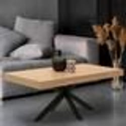 IDMARKET Table basse rectangulaire ALIX 110 cm pied araignée bois et noir