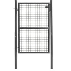 Portillon de jardin 105 x 125 cm en acier gris anthracite avec serrure et poignée