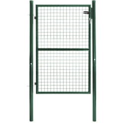 Portillon de jardin 105 x 125 cm en acier vert avec serrure et poignée