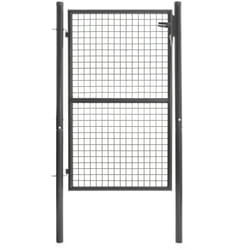 Portillon de jardin 105 x 150 cm en acier gris anthracite avec serrure et poignée