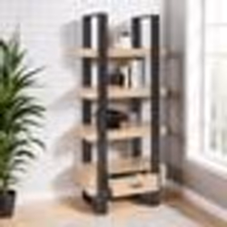 IDMARKET Etagère 4 niveaux avec tiroir PHOENIX bois et noir
