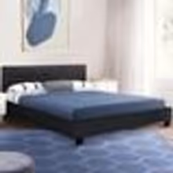 IDMARKET Lit double CHARLOTTE avec tête de lit et sommier 140 x 190 cm PVC noir