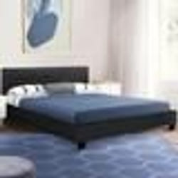 IDMARKET Lit double CHARLOTTE avec tête de lit et sommier 140 x 190 cm PVC noir