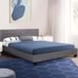 IDMARKET Lit double CHARLOTTE avec tête de lit et sommier 140 x 190 cm PVC gris