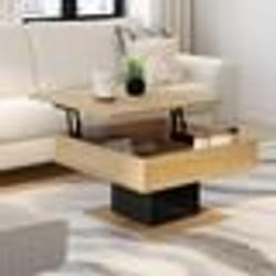 IDMARKET Table basse plateau relevable EDEN carrée bois et noir
