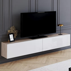 ID MARKET meuble tv ELIO 2 portes 180 cm multicolore suspendu