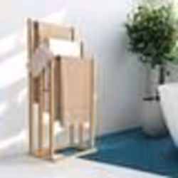 IDMARKET Porte-serviettes sur pied 3 niveaux RITA en bambou