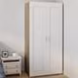 IDMARKET Armoire 2 portes VITO blanc et bois penderie 80 cm avec étagères rangement maxi capacité