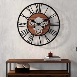 IDMARKET Horloge murale 60 cm avec engrenages design industriel