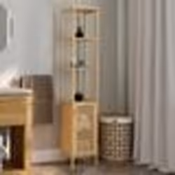 IDMARKET Meuble colonne salle de bain bambou BEA 1 porte