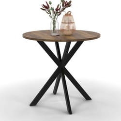Idmarket - Table à manger ronde alix 4 personnes pied araignée noir et plateau bois foncé hawkins 80 cm