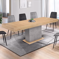 IDMARKET Table à manger extensible rectangle EDEN 6-10 personnes bois et effet béton 160-200 cm