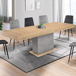 IDMARKET Table à manger extensible rectangle EDEN 6-10 personnes bois et effet béton 160-200 cm