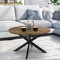 IDMARKET Table basse ronde ALIX plateau HAWKINS pied araignée 70 cm bois foncé design industriel