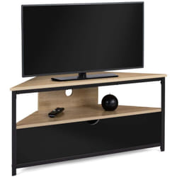 Idmarket - Meuble tv 100 cm d'angle boston avec placard noir design industriel