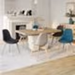 IDMARKET Lot de 6 chaises scandinaves GABY mix color beige gris clair bleu canard x2 gris foncé x2 en tissu