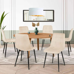 Chaises MILA - Lot de 6 - Velours beige