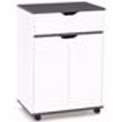 IDMARKET Desserte de cuisine COSY placard avec tiroir bois blanc et plateaux gris L.60 CM