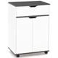 IDMARKET Desserte de cuisine COSY placard avec tiroir bois blanc et plateaux gris L.60 CM