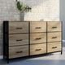 IDMARKET Commode 9 tiroirs en tissu UTAH 115 cm meuble de rangement design industriel