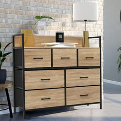 IDMARKET Commode 7 tiroirs en tissu UTAH 100 cm meuble de rangement design industriel