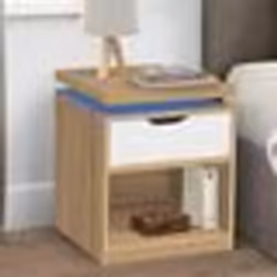 IDMARKET Lot de 2 tables de chevet LUNA à LEDS 1 tiroir avec niche hêtre et blanc