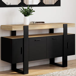 ID MARKET buffet PHOENIX 4 portes 140 cm Loft bois et noir