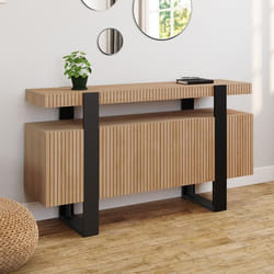 ID MARKET buffet  4 portes 140 cm Moderne bois et métal noir