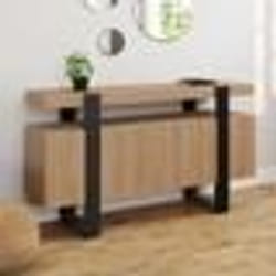 IDMARKET Buffet 140 cm OCTAVE 4 portes lattes tasseau bois