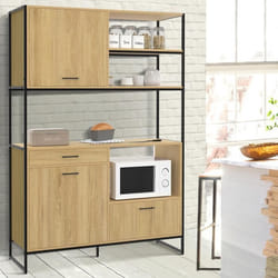 IDMARKET Buffet de cuisine 120 CM DETROIT meuble 3 portes + 1 tiroir design industriel