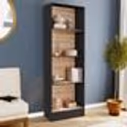 IDMARKET Etagère bibliothèque CARLA 5 niveaux noir et effet bois H.190 cm