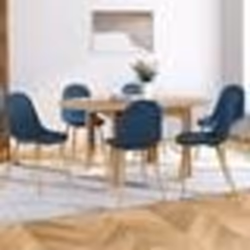 IDMARKET Lot de 6 chaises scandinaves DAPHNE en tissu bleu canard pour salle à manger